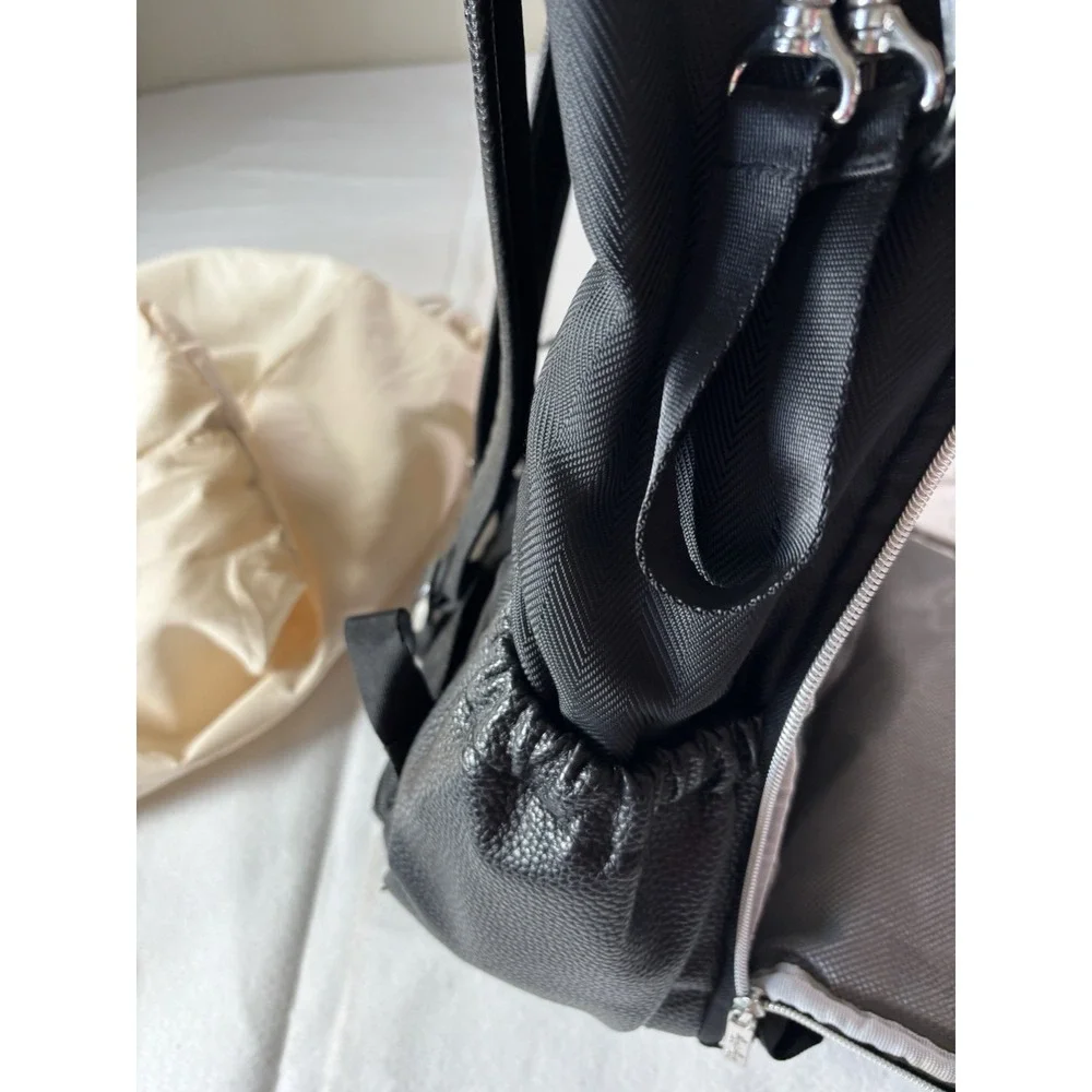 Itzy Ritzy Boss Backpack Diaper Bag Jetsetter Black Vegan Leather Dust Bag